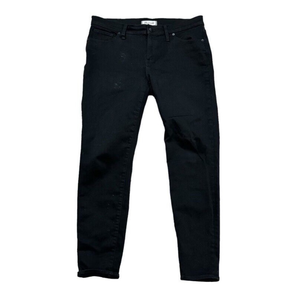 Madewell 8" Skinny Fit Jeans Women's 32 Mid Rise Stretch Dark Wash Denim Black